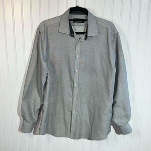 Nicole Miller Button Up Long Sleeve Shirt Mens Large 16-16 1/2 Black/White Dots